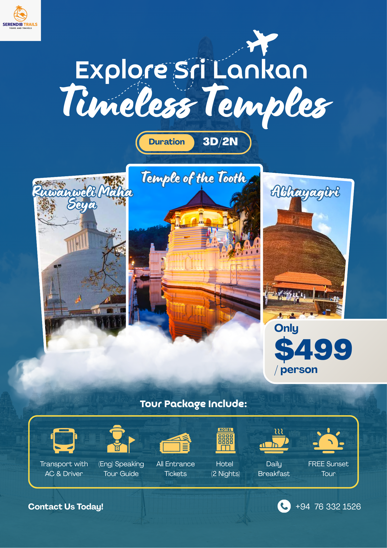 blue modern java temples tour poster